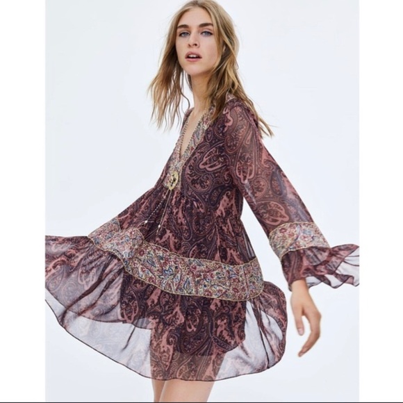 Zara Dresses & Skirts - Zara Combined Printed Flowing Dress